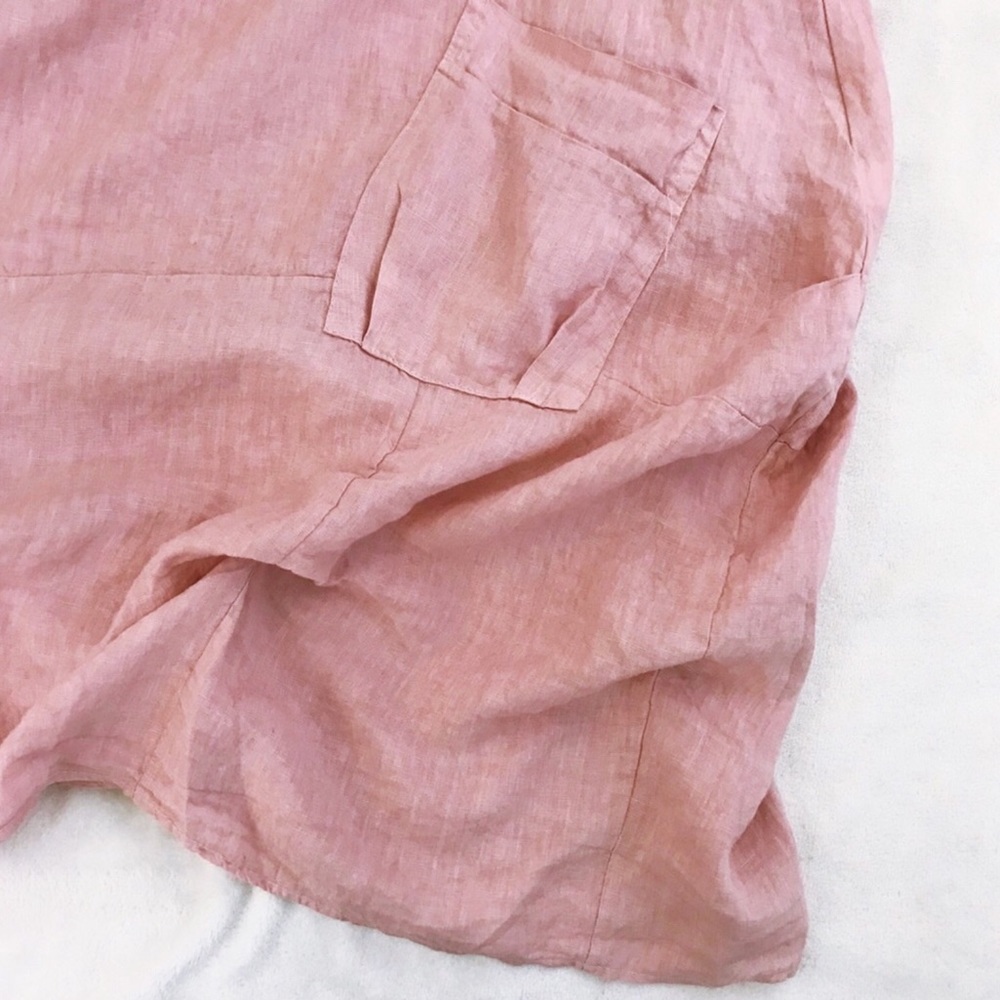 Plus Size 100% Italian Washed Linen Dress Pink NEW - Picture 6 of 8